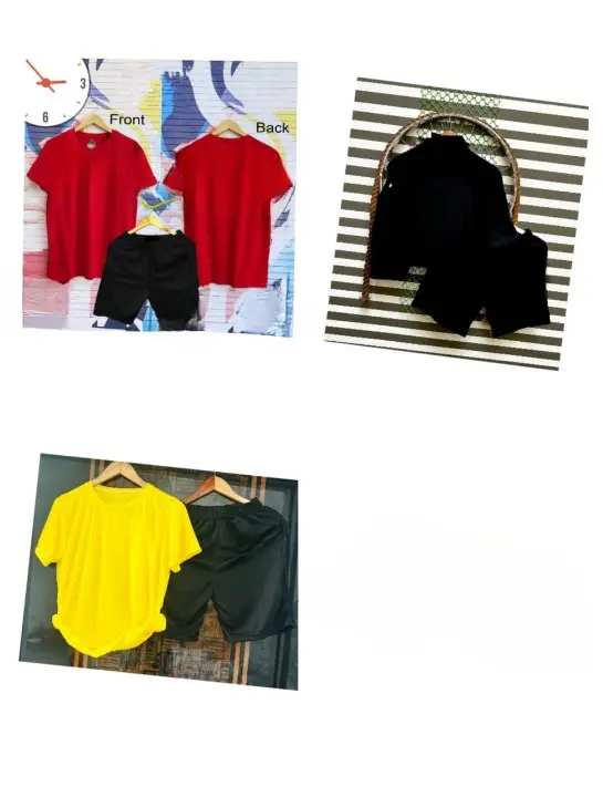 SOLID CREW NECK T-SHIRT AND SHORTS(J112416)