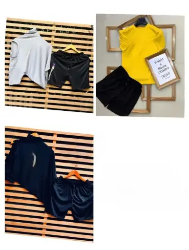 SOLID CREW NECK T-SHIRT AND SHORTS (J112406)